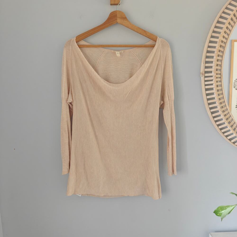 Eileen Fisher Silk Linen Scoop Neck Light Sweater Blush Pink S EUC